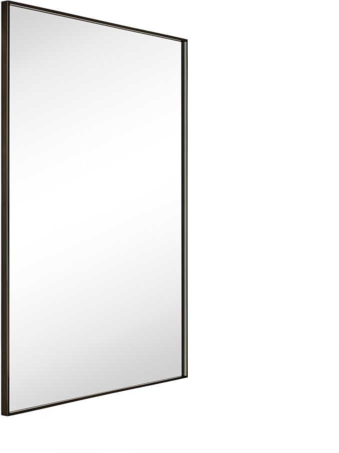 TEHOME Oil Rubbed Bronze Bathroom Vanity Mirror with Squared Corners, 24x32'' Dark Bronze Rectangle Stainless Steel Metal Framed Mirror for Bathroom