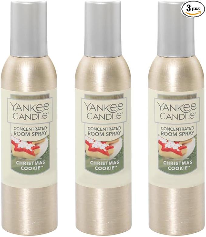 Yankee Candle Concentrated Air Freshener Room Spray, Odor Eliminator for Home, Bathroom, Christmas Cookie, 1.5 Oz (Pack of 3)