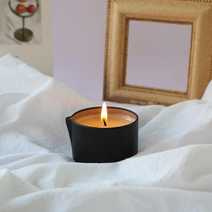 Soybean Wax Warm Massage Oil Candle Gift, Scented Aromatherapy Candle for Relaxing and Stress Relief 4 Pack 9.4OZ(2.35OZ*4 pcs)-Jasmine,Caramel Whisky,Coffee Vodka,Cream Cherry Scent