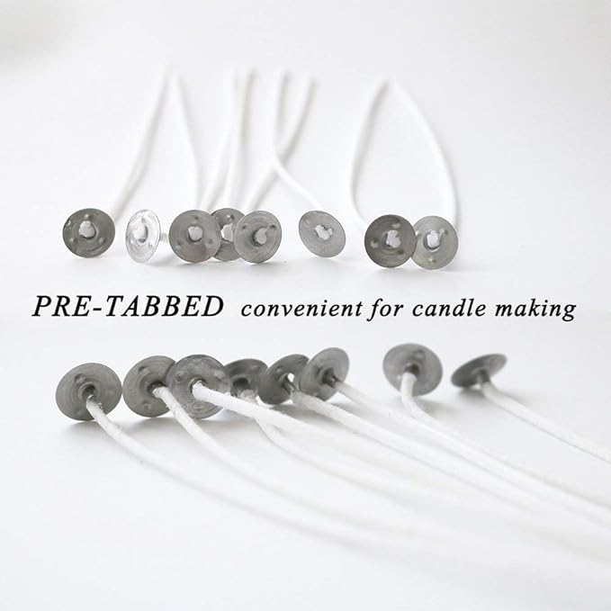 EricX Light 100 Piece Natural Candle Wick, Low Smoke 6" Pre-Waxed & 100% Natural Cotton Core,For Candle Making,Candle DIY