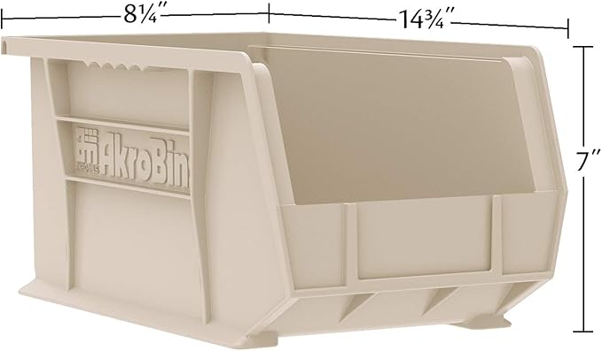Akro-Mils 30240 AkroBins Plastic Storage Bins, Space-Saving Stackable Bins for Garage, Pantry, Craft Organization, 15" x 8" x 7", Yellow, 12-Pack