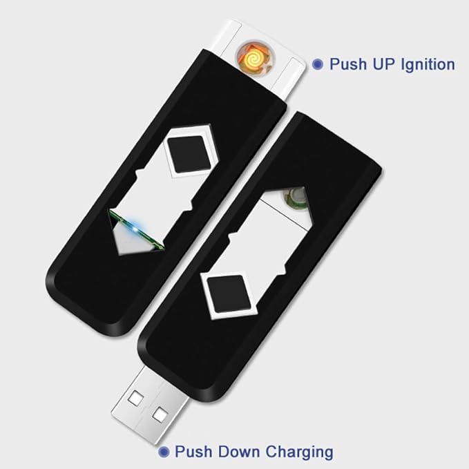 2Pcs Electronic Lighter USB Rechargeable Lighter Windproof Lighter Flameless Lighter Ignition USB Lighter Cigarette Lighter (Blue)