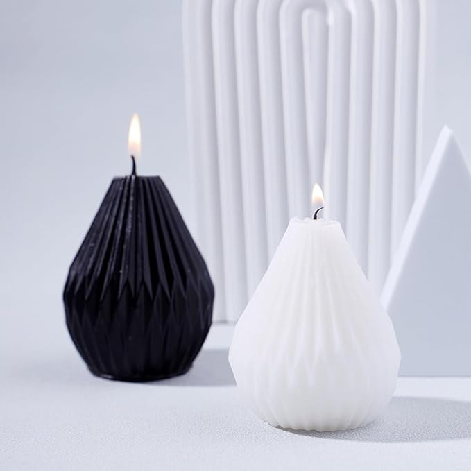 Silicone Candle Molds, 3D Pear Shape Scented Candle Mold, Classic Geometric Design, Colorless, BPA Free, Silicone Molds for Candle Making, DIY, Resin, Wax, Soap, Clay, Chocolate Etc