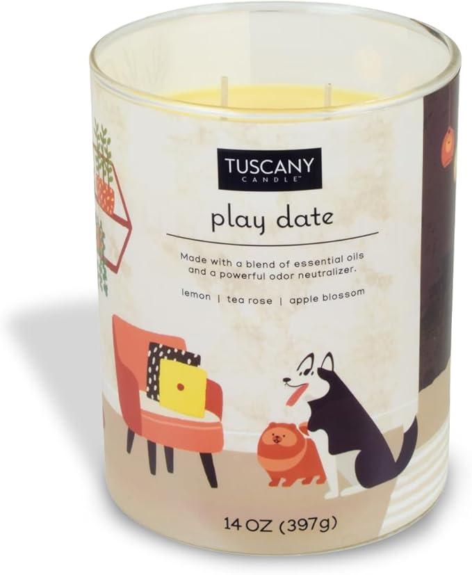 Tuscany Candle Play Date Pet: Lemon Scented Pet Odor Neutralizing Candle, 14 oz