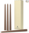 10-Inch Tall Dripless Taper Candles Set of 4 - Taupe Tapered Candles, Perfect for Spring - Smokeless, Unscented, Long Burning - Hand Poured, Colored Tall Candlesticks - Gray