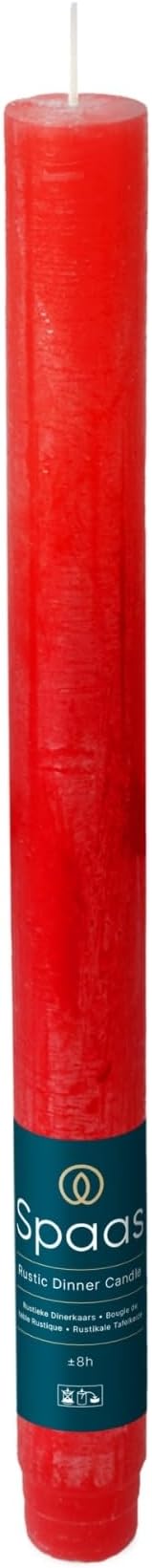 Spaas 12 x 12 Rustic Unscented Household Candles, Paraffin Wax Red, D 21 mm x H 250 mm