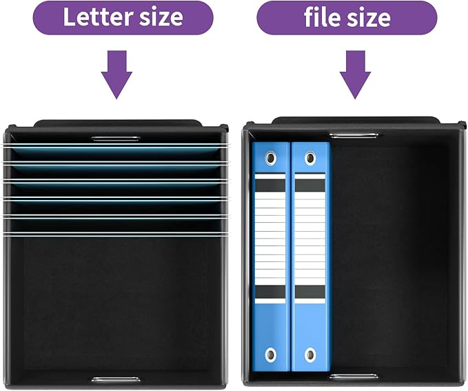 Huolewa File Organizer Box with Lid, Collapsible File Folder Organizer for Office Document Storage, Filing Box with Plastic Slide for Letter Size Hanging File Folders(1 Pack, Purple)