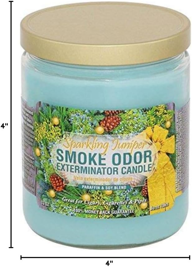 Smoke Odor Exterminator 13oz Jar Candle, Sparkling Juniper