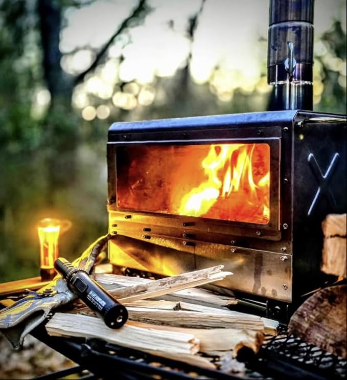 Camping Lighter, Torch Lighter, Windproof Jet Flame Butane Refillable Adjustable Flame with Safety Lock&Fule Guage for Campfires Kitchen Hiking Candles Fireplace BBQ Outdoor Camping Essentials(Black)