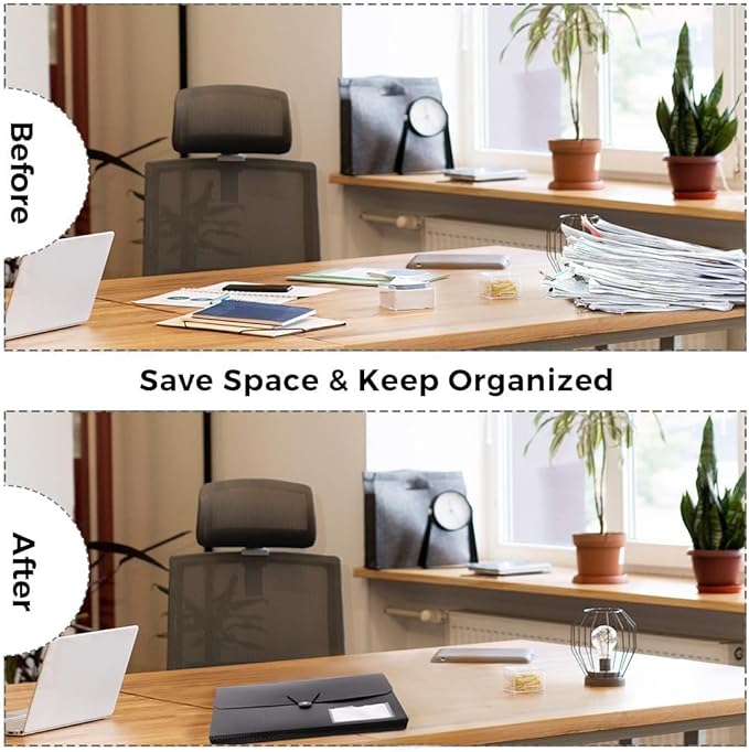 SKYDUE Expanding File Folder, Accordion File Organizer with 13 Pockets for A4/Letter Sized Paper, Accordion Folder with Labels - Document Receipt Organizer for Office, School, Home
