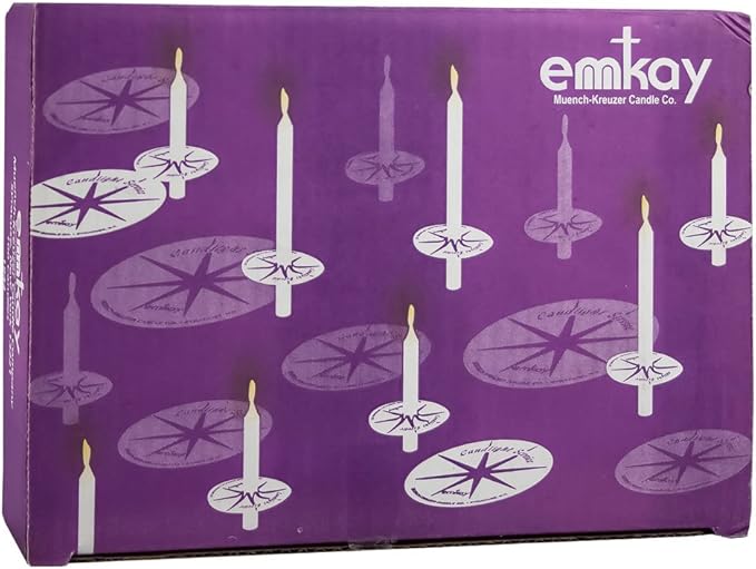 Emkay Candles Long Buring Candles With Drip Protector (100 Pack),White,1/2" x 7"