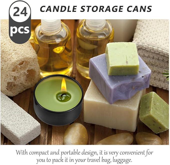ARTIBETTER 24Pcs 2Oz Candle Tins with Lids Aluminum Mini Round Candle Containers for Diy Making Travel Storage and Party Favors