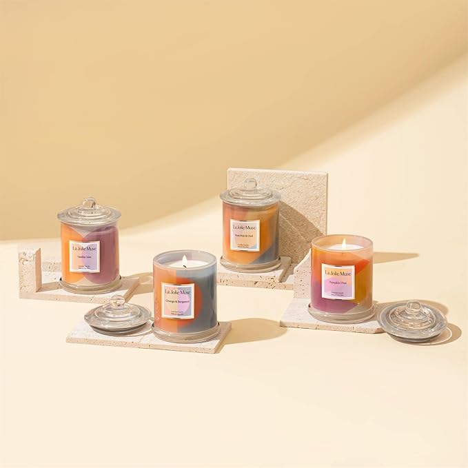 LA JOLIE MUSE Fall Candles, Pumpkin Candle, Pumpkin Chai Candles, Luxury Candle Women Gifts, Natural Soy Wax, 75 Hours Long Burning Time, Autumn Home Gift