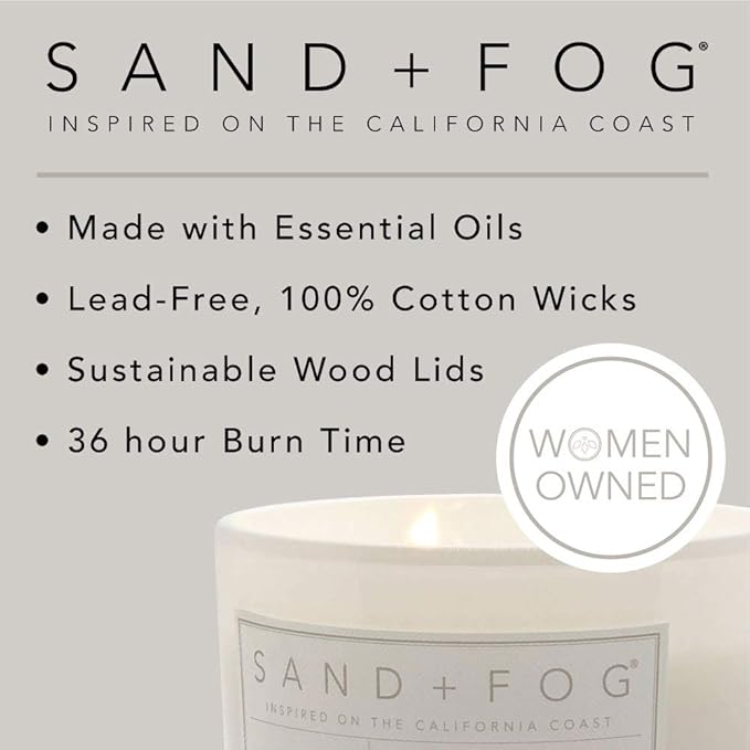 Sand + Fog Scented Candle - Tropical Citrus - Additional Scents and Sizes – 100% Cotton Lead-Free Wick - Luxury Air Freshening Jar Candles - Perfect Home Decor – 12 oz