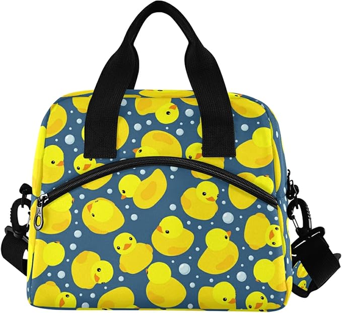CBBYY Rubber Ducks Lunch Bags for Women Men, Reusable Insulated Lunch Box, Adjustable Shoulder Straps Tote Lunch Bag for Work Picnic School