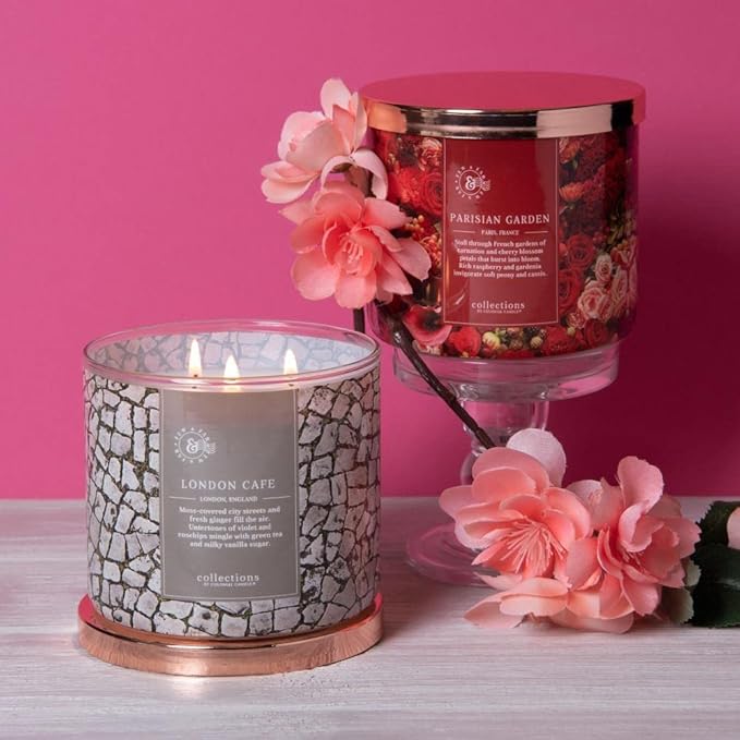 Colonial Candle London Café Scented Jar Candle, Travel Collection, 3 Wick, Gray, 14.5 oz - Up to 60 Hours Burn