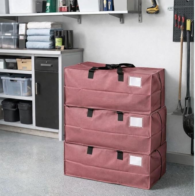 DURASACK Heavy Duty Moving Bag Storage Container Duffle Bag with Zipper, Reinforced Carry Straps and Backpack Straps, Made of Rugged Woven Polypropylene, Pack of 4, Mauve