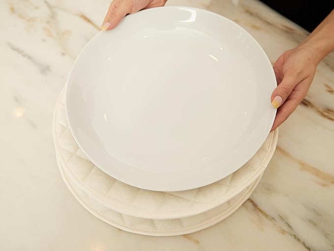 Covermates Keepsakes Quilted Dish Dividers – Set of Padded Plate Protectors for China & Dinnerware Storage, Scratch Protection, Machine Washable, Cream
