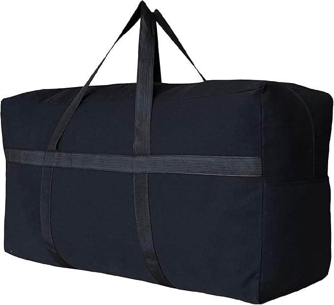 YiKitHom Extra Large Storage Canvas Duffle Bag with Zippers and Handles, Big Foldable Duffle Bag for Travel