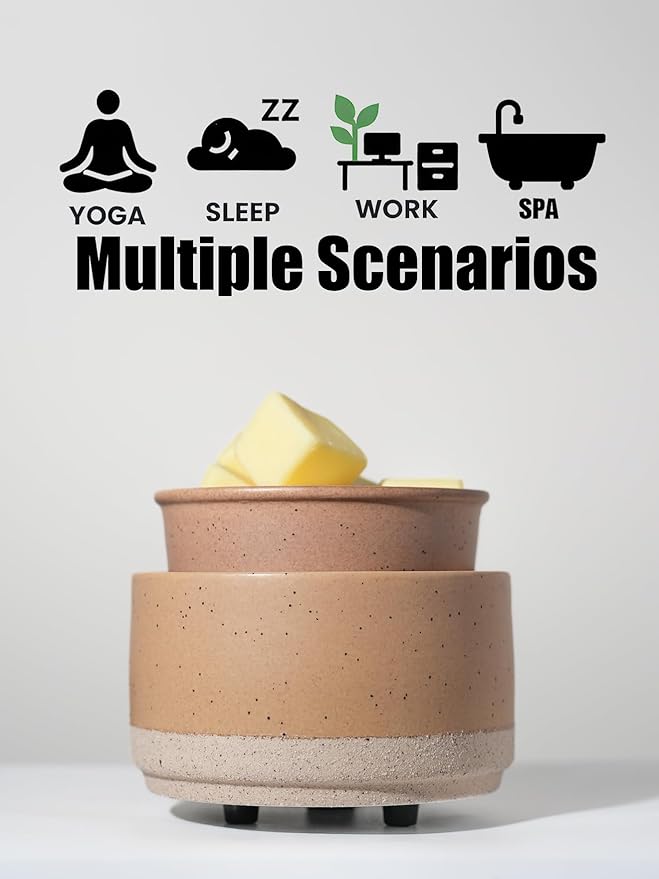 Ceramic Electric Wax Melt Warmer & Cube Oil Melter Cute Small Warmers Aromatherapy for Home Decorative Burner Melts Scented Candle Tart Scent Warm Fragrance (Sand Brown)