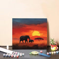 Paint by Numbers Kit for Adults Elephant Paint by Numbers Sunset DIY Crafts for Adults Canvas Paintings Kits, Hobbies for Women Art With Accessories for Home Wall Decor 32x32 Inch Without Frame 0-74T6