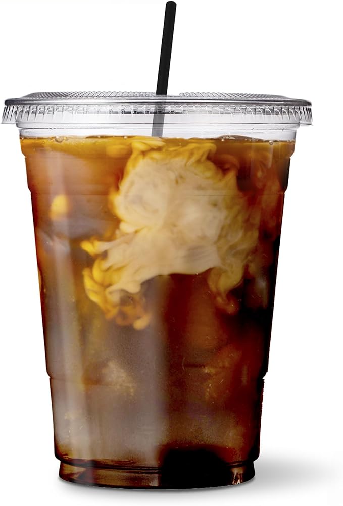 [1000 SET]HAKOWARE by Harvest Pack 20 oz Ultra Clear Plastic Cold Cups with Flat Lids, Disposable Wedding Party Drinking Cups Tumblers, Iced Coffee Beer Juice Cold Beverage