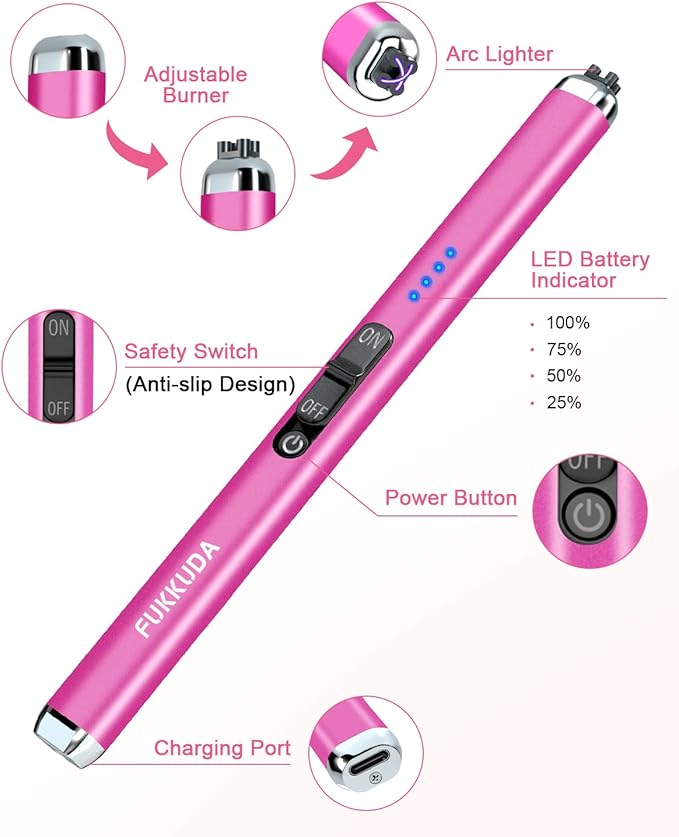 【Upgraded】 Dual Arc Electric Candle Lighter Rechargeable USB Lighter Plasma Arc Lighters for Candle (Violet)