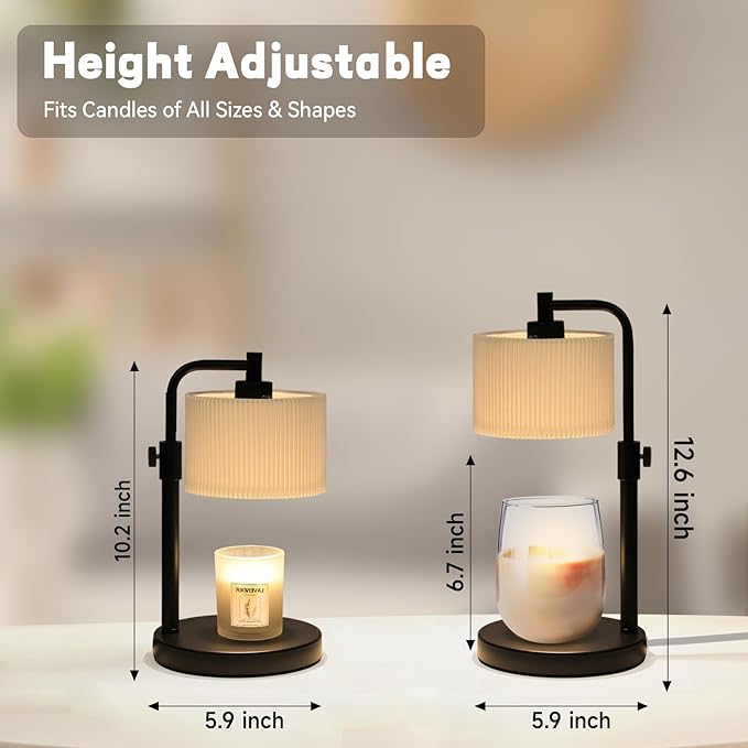 NITOWOLF Candle Warmer Lamp, Candle Lamp Warmer with Timer Adjustable Height Wax Warmer Lamp for Jar Candles, Birthday Gifts for Women House Warming Gifts (Black)