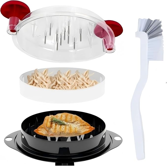 Chicken Shredder Meat Shredder Tool Twist Large for Chicken Breasts Beef Pulled Pork with 304 Stainless Steel Claws Wall Mounted Dishwasher-Safe (Red/Black)
