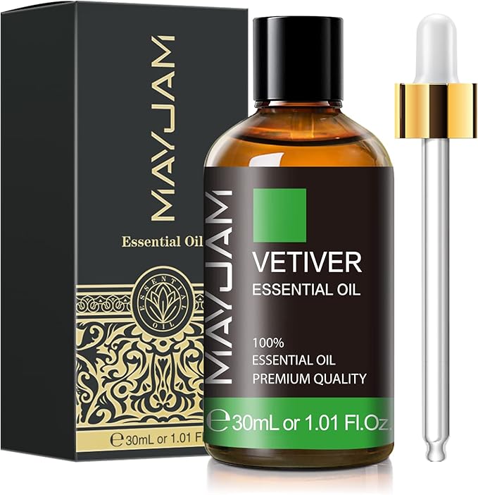 MAYJAM Vetiver Essential Oil 30ML, Pure Vetiver Oil Essential Oils for Aromatherapy, Candles, Soaps(1.01FL.OZ)