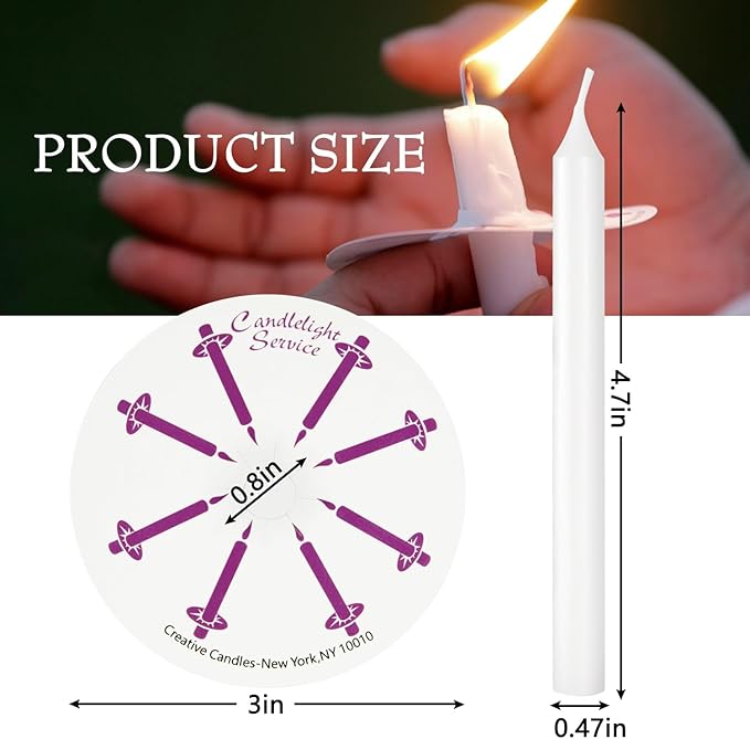 200 Church Candles with Drip Protectors for Devotional Candlelight Vigil Service, Box of 200 Candles,5" H X 1/2" D, No Smoke,Unscented White.