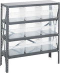 Quantum Storage Systems 1239-SB809CL Solid Heavy Duty 4 Shelves 9 Store-MAX Clear Bins 39" H x 36" W x 12" D