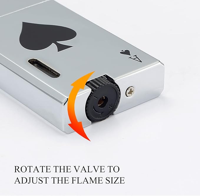 Yeuligo 2 Pack Double Flame Torch Lighter Butane Refillable,Classic Pocket Ace Lighters with Visible Window,Adjustable Jet Torch Lighter,Butane Lighter for Men and Women,Without Butane(Ace Silver)