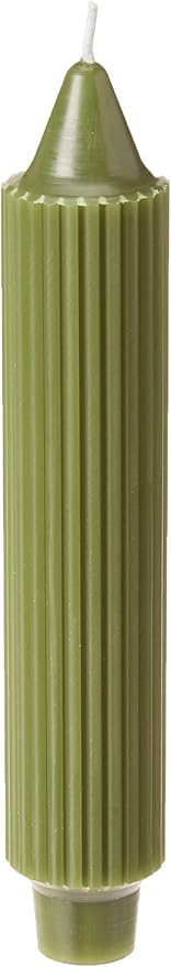 Root Candles 4-Count Unscented Dinner Candles Dripless Beeswax Enhanced Grecian Collenette Boxed Candle Set, 7-Inch, Dark Olive
