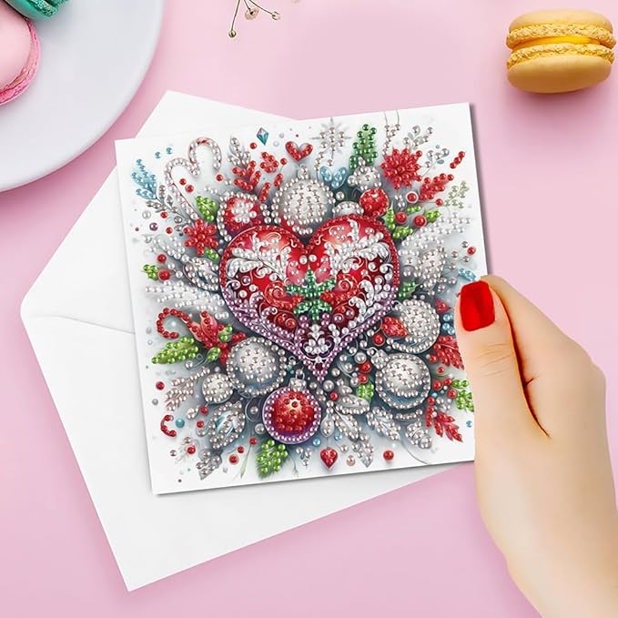 6PCS DIY Christmas Diamond Art Cards with Envelopes, Holiday Greeting Cards Kit for Adults, Festive Christmas Diamond Art Kits for Adults