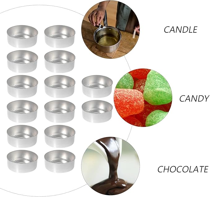 EXCEART Aluminum Candle Cup Case 1.37 Inch Tea Light Holder Lightweight Metal Shell for DIY Scented Candle Making Craft Storage and Candy Container