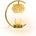Yeuslor Bronze Candle Warmer Lamp for Jar Candles with Adjustable Brightness＆Timer，Handcrafted Crystal＆Wooden Base,Candle Lamp Luxurious Design+2Bulbs,Home Decoration Electric Candle lamp(C-Shaped)