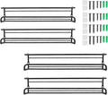 Carbon Steel Wall-Mounted Kitchen Spice Rack,Wall-Mounted Spice Rack Heavy-Duty Space-Saving Organizer with Adhesive or Screw Mountable, for Cabinet Doors, Pantry Walls (4Pcs Black)