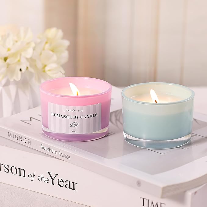 REISEN 12 PCS Assorted-Color Candle Jars for Making Candles, 4 OZ Glass Jars with Bamboo Lids and Sticky Warning Labels, Candle Containers for DIY Gifts, Candle Making Supplies