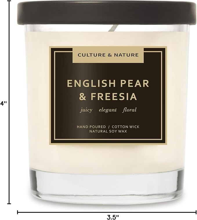 CULTURE & NATURE Natural Soy Wax Candle 7oz (English Pear & Freesia)
