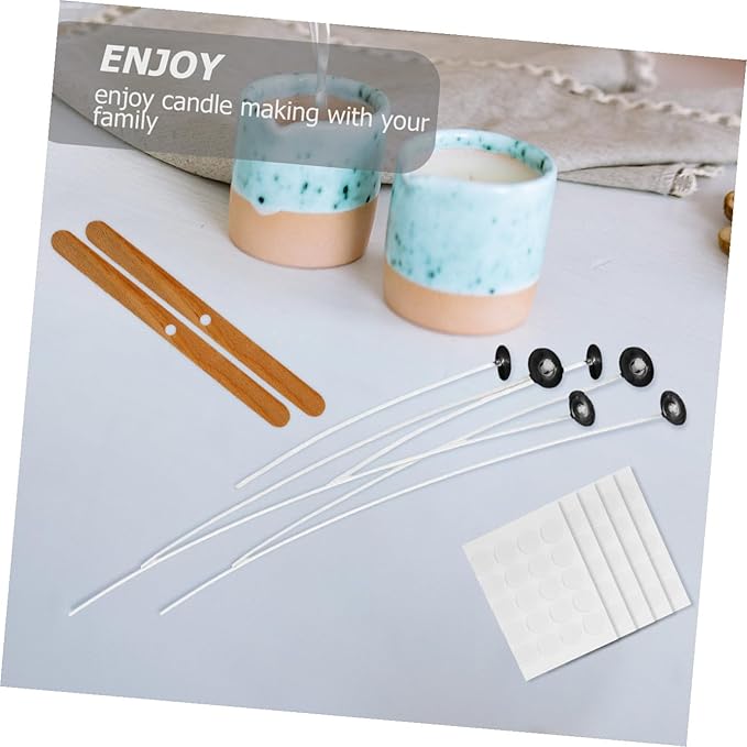 Uonlytech 1set Candle Making Kit of Candle Wicks Stickers Holders for Creative Home Projects for Birthdays Parties