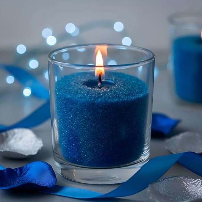 Monivi Scented Candle Sand with Wicks 3.53oz Blue Sand Candles Pearled Candle Sandwax Beads Mothers Day Gift 16 Burn Hours Refillable Candle Wax for Candle Making (Scented Mid Summer Night)