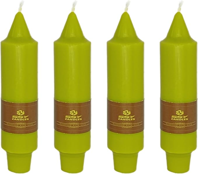 5 inch Short Tapered Candle 4 Pack Grass Green Candle Smokeless Unscented Taper Candlesticks for Christmas Dinner Household Décor Candlesticks