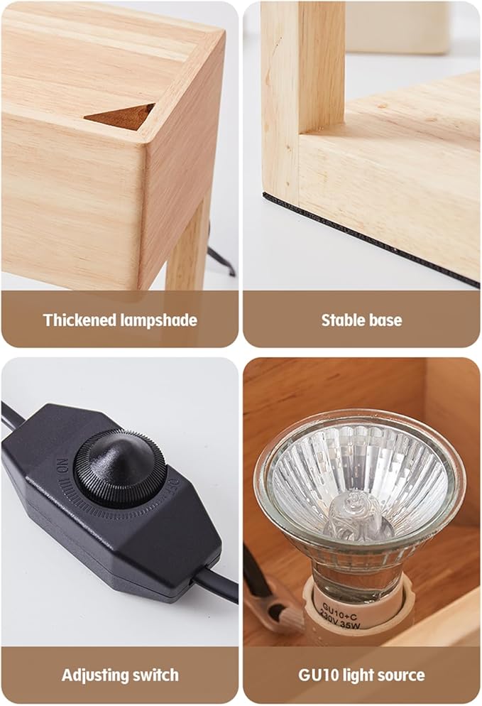 Candle Warmer Lamp,Electric Candle Lamp Warmer with Timer and Adjustable Brightness Automatic Shut-Off,Candle Heat lamp for Canned Candles,ith 2 Bulbs.（Wood）