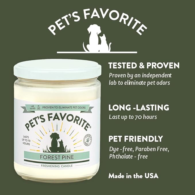Pet's Favorite Pet Odor Candle, Clean Burning, Long Lasting Scented Candles with a Cotton Wick. (Pumpkin Spice and Forest Pine, Pack of 2)