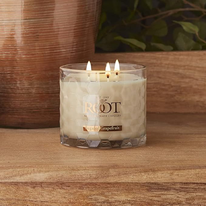 Root Candles Scented Candles Honeycomb Beeswax Blend Premium Handcrafted Candle, 12-Ounce 3-Wick, Sugared Grapefruit