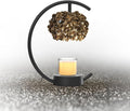 Yeuslor Candle Warmer Lamp for Jar Candles with Adjustable Brightness＆Timer，Handcrafted Crystal Candle Lamp Luxurious Design+2Bulbs,Home Decoration Electric Candle Lamp(Black C-Shaped)