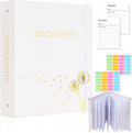 XKDOUS Important Document Organizer, Folio Folders with 9 Pockets, 3-Ring Binder Gold-Foiled Hardcover File Storage Organization Expanding File for 8.5x11 Papers, A4 Documents