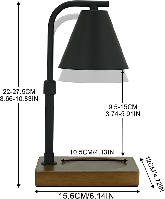 Candle Warmer Lamp with Timer for Women Candle Warmer Height Adjustable, House Warming Gifts New Home Decor, Wax Melt with 2 Bulbs 1-Black