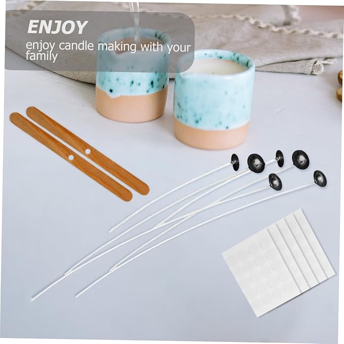 VILLCASE 1set Candle Making Kit Complete Candle Wicks Wick Holders and Stickers for Crafting and Birthday Parties for Creative